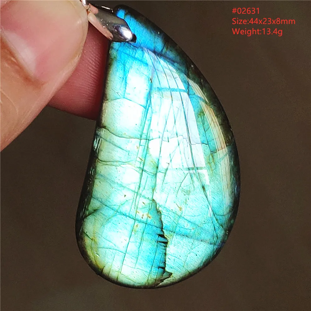 Natural Labradorite Flash Pendant Necklace, Water Drop