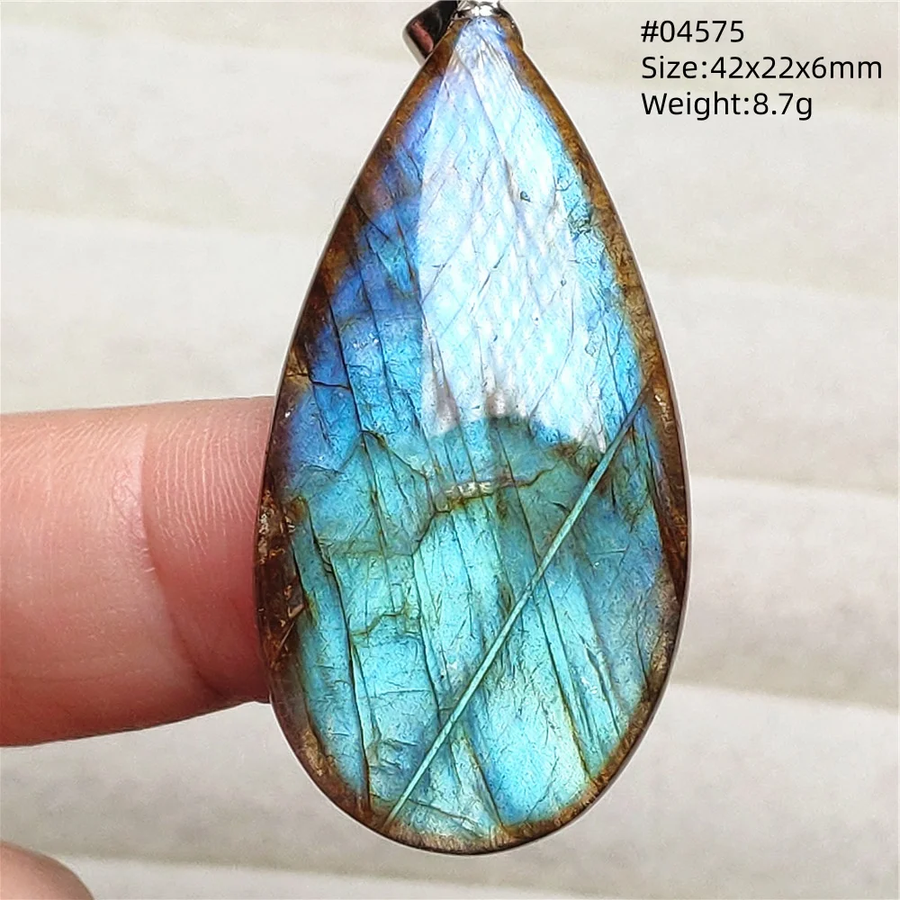 Blue Light Labradorite Pendant, Water Drop Crystal Necklace