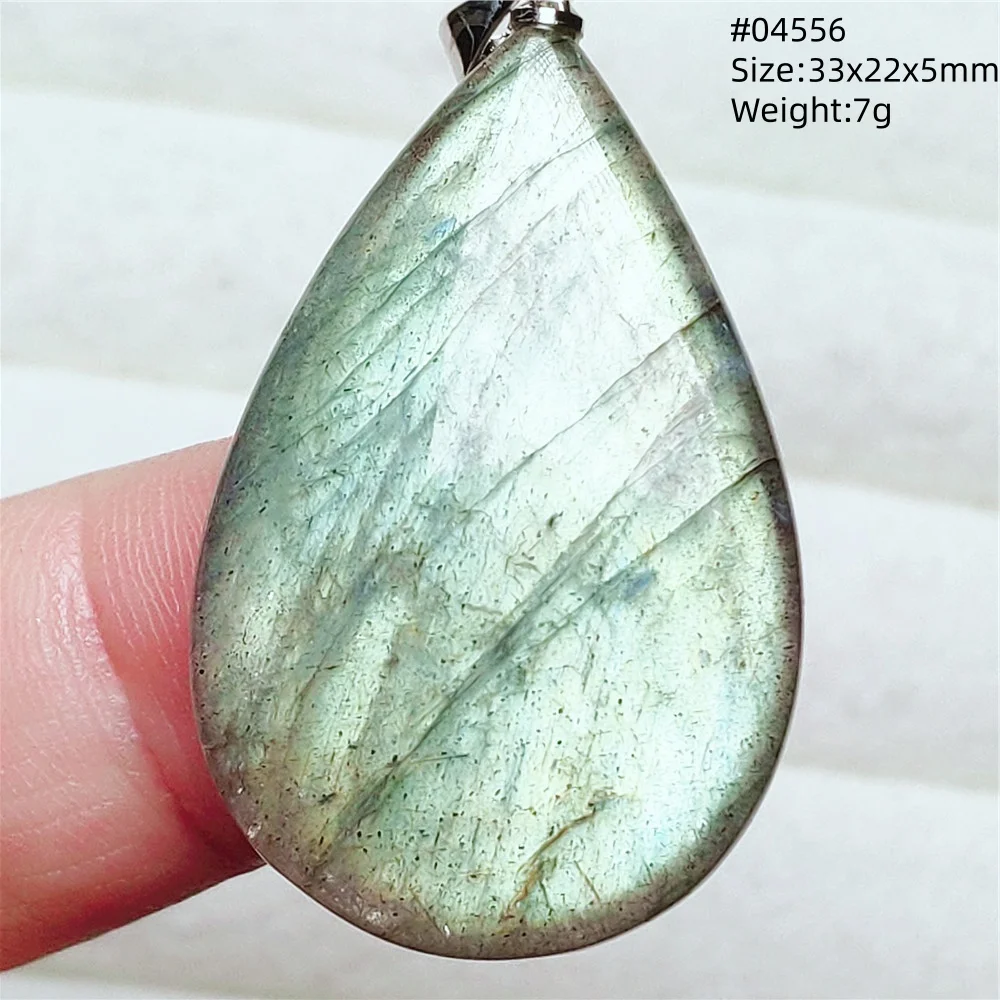 Blue Light Labradorite Pendant, Water Drop Crystal Necklace