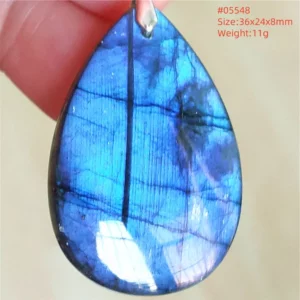 Natural Labradorite Flash Pendant Necklace, Water Drop - Image 42