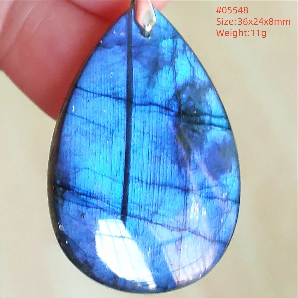 Natural Labradorite Flash Pendant Necklace, Water Drop