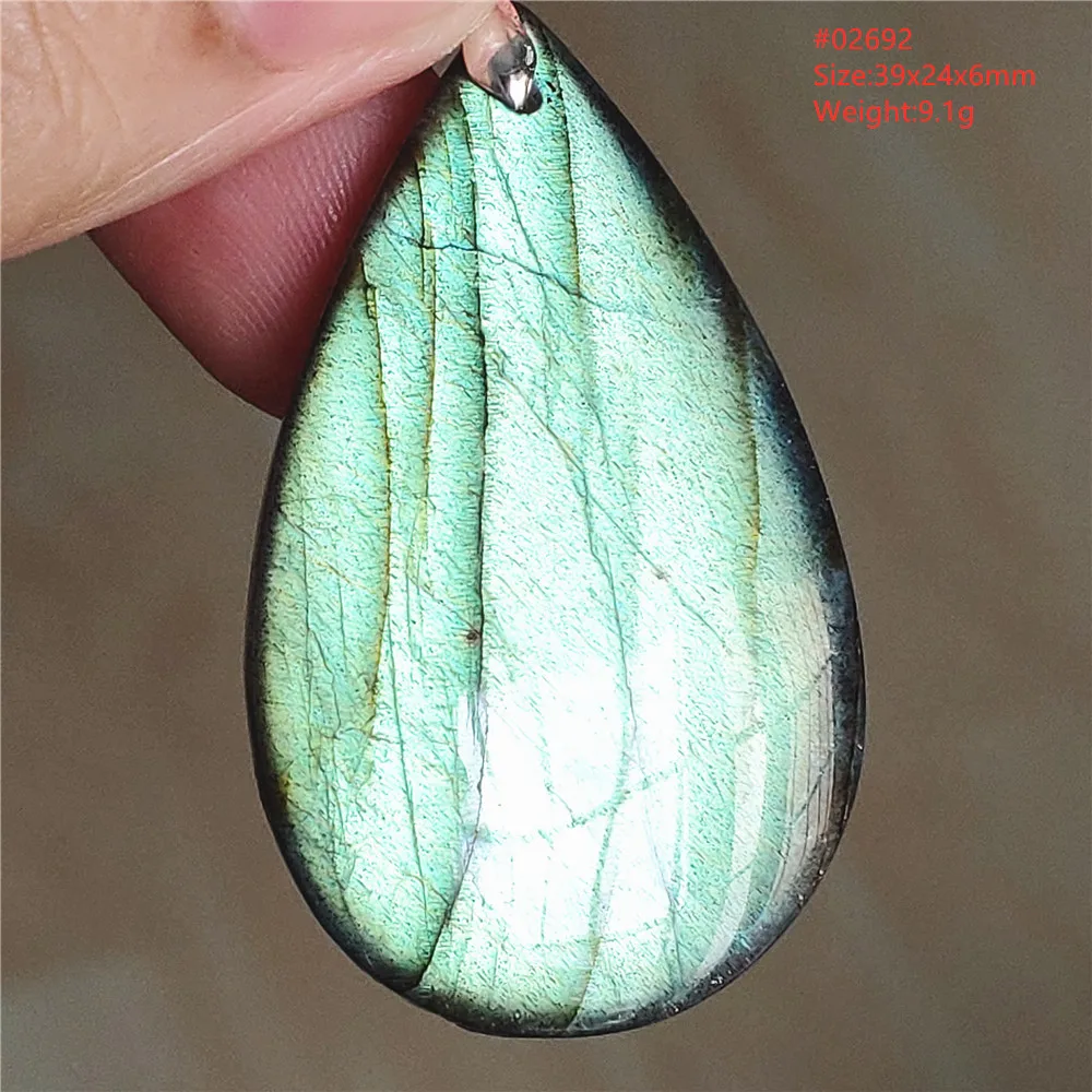 Natural Labradorite Flash Pendant Necklace, Water Drop