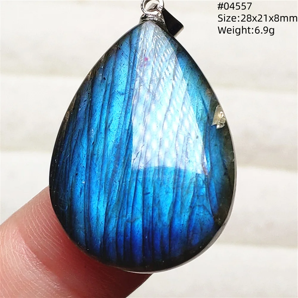 Blue Light Labradorite Pendant, Water Drop Crystal Necklace
