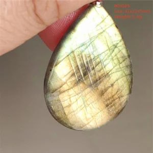Natural Labradorite Flash Pendant Necklace, Water Drop - Image 12