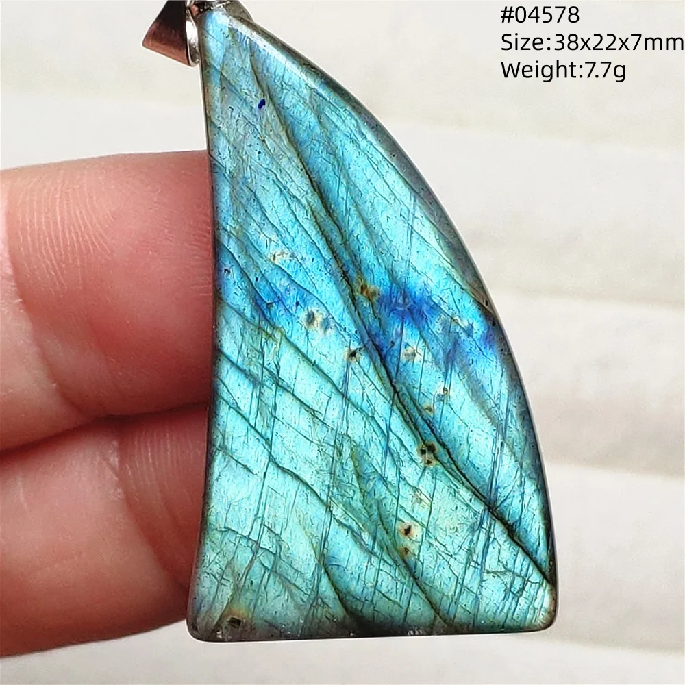Blue Light Labradorite Pendant, Water Drop Crystal Necklace
