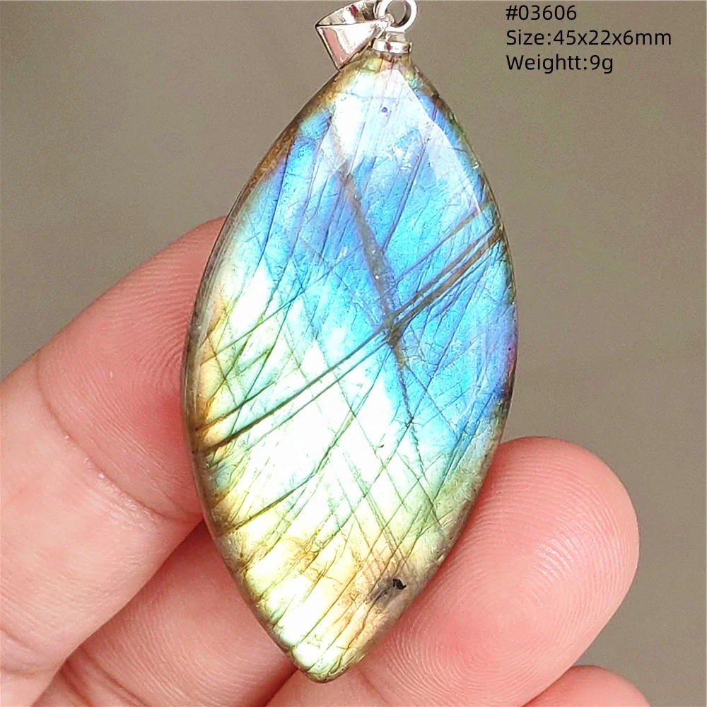 Natural Labradorite Flash Pendant Necklace, Water Drop