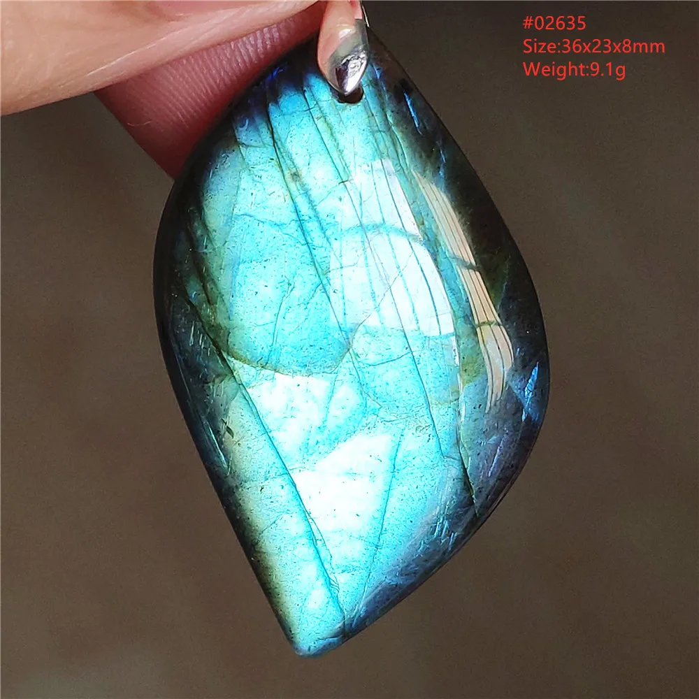 Natural Labradorite Flash Pendant Necklace, Water Drop