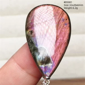 Blue Light Labradorite Pendant, Water Drop Crystal Necklace - Image 8