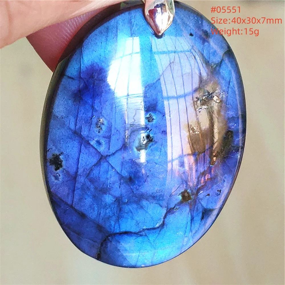 Natural Labradorite Flash Pendant Necklace, Water Drop