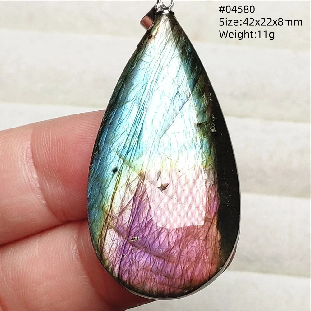 Blue Light Labradorite Pendant, Water Drop Crystal Necklace