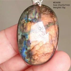 Natural Labradorite Flash Pendant Necklace, Water Drop - Image 8
