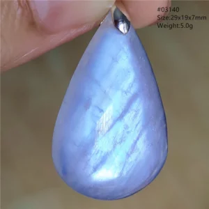 Natural Blue Light Moonstone Water Drop Pendant Necklace - Image 2