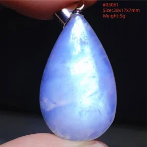 Natural Blue Light Moonstone Water Drop Pendant Necklace - Image 67