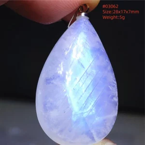 Natural Blue Light Moonstone Water Drop Pendant Necklace - Image 30