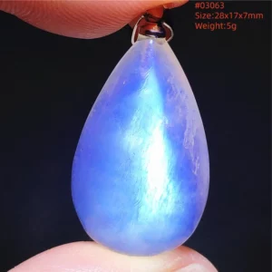 Natural Blue Light Moonstone Water Drop Pendant Necklace - Image 28
