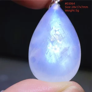 Natural Blue Light Moonstone Water Drop Pendant Necklace - Image 34