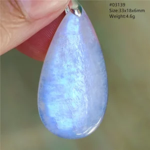 Natural Blue Light Moonstone Water Drop Pendant Necklace - Image 61