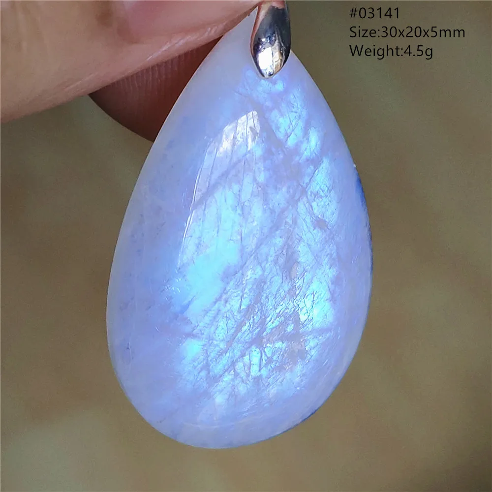 Natural Blue Light Moonstone Water Drop Pendant Necklace