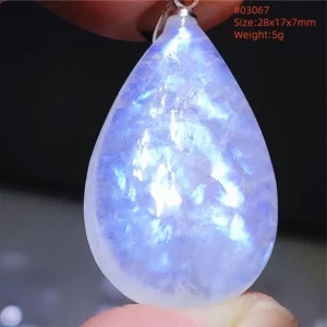 Natural Blue Light Moonstone Water Drop Pendant Necklace - Image 36