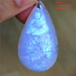 Natural Blue Light Moonstone Water Drop Pendant Necklace - Image 27