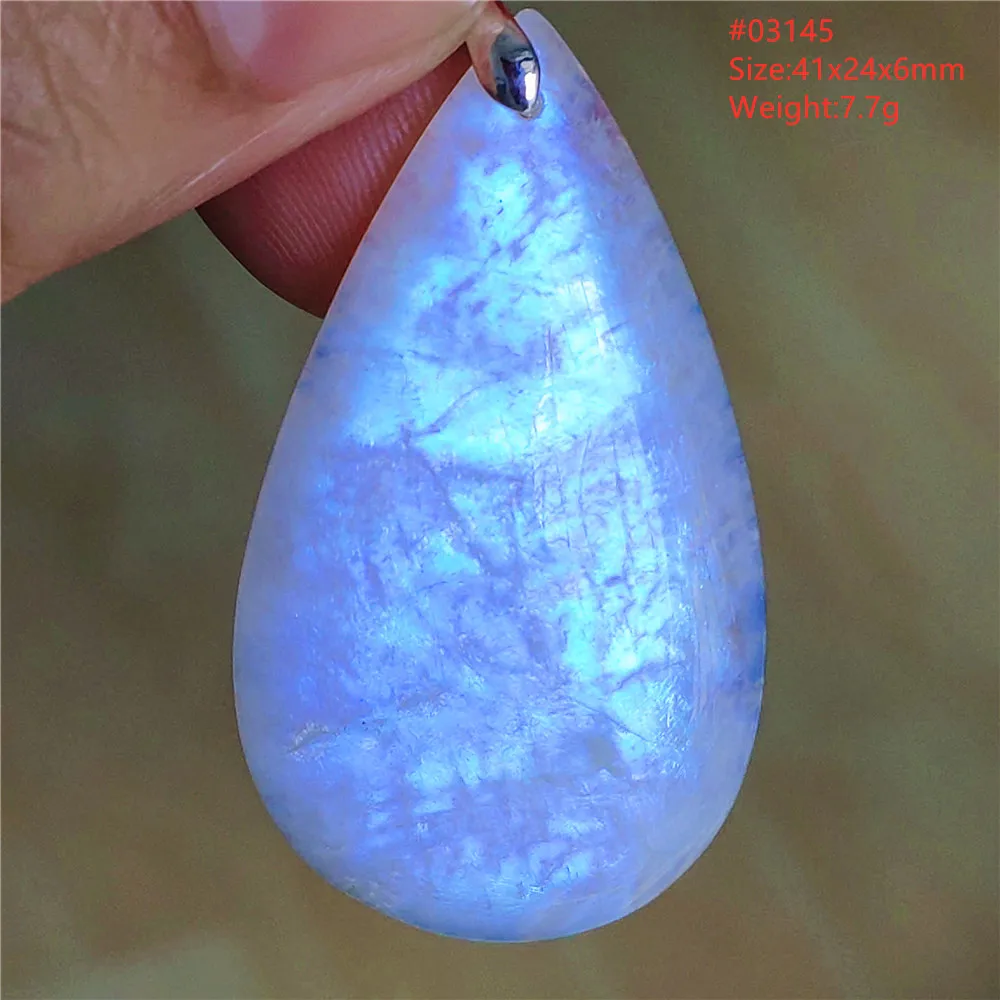 Natural Blue Light Moonstone Water Drop Pendant Necklace