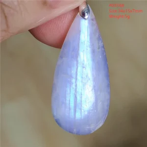 Natural Blue Light Moonstone Water Drop Pendant Necklace - Image 16