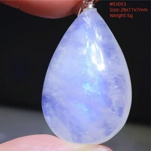 Natural Blue Light Moonstone Water Drop Pendant Necklace - Image 55