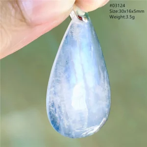 Natural Blue Light Moonstone Water Drop Pendant Necklace - Image 24
