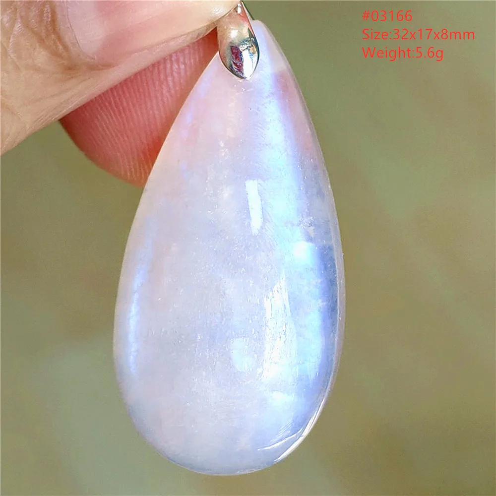 Natural Blue Light Moonstone Water Drop Pendant Necklace