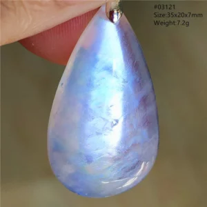 Natural Blue Light Moonstone Water Drop Pendant Necklace - Image 3