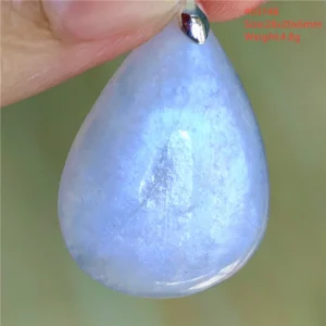 Natural Blue Light Moonstone Water Drop Pendant Necklace - Image 37