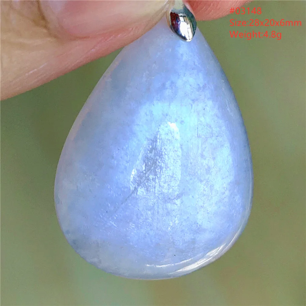 Natural Blue Light Moonstone Water Drop Pendant Necklace