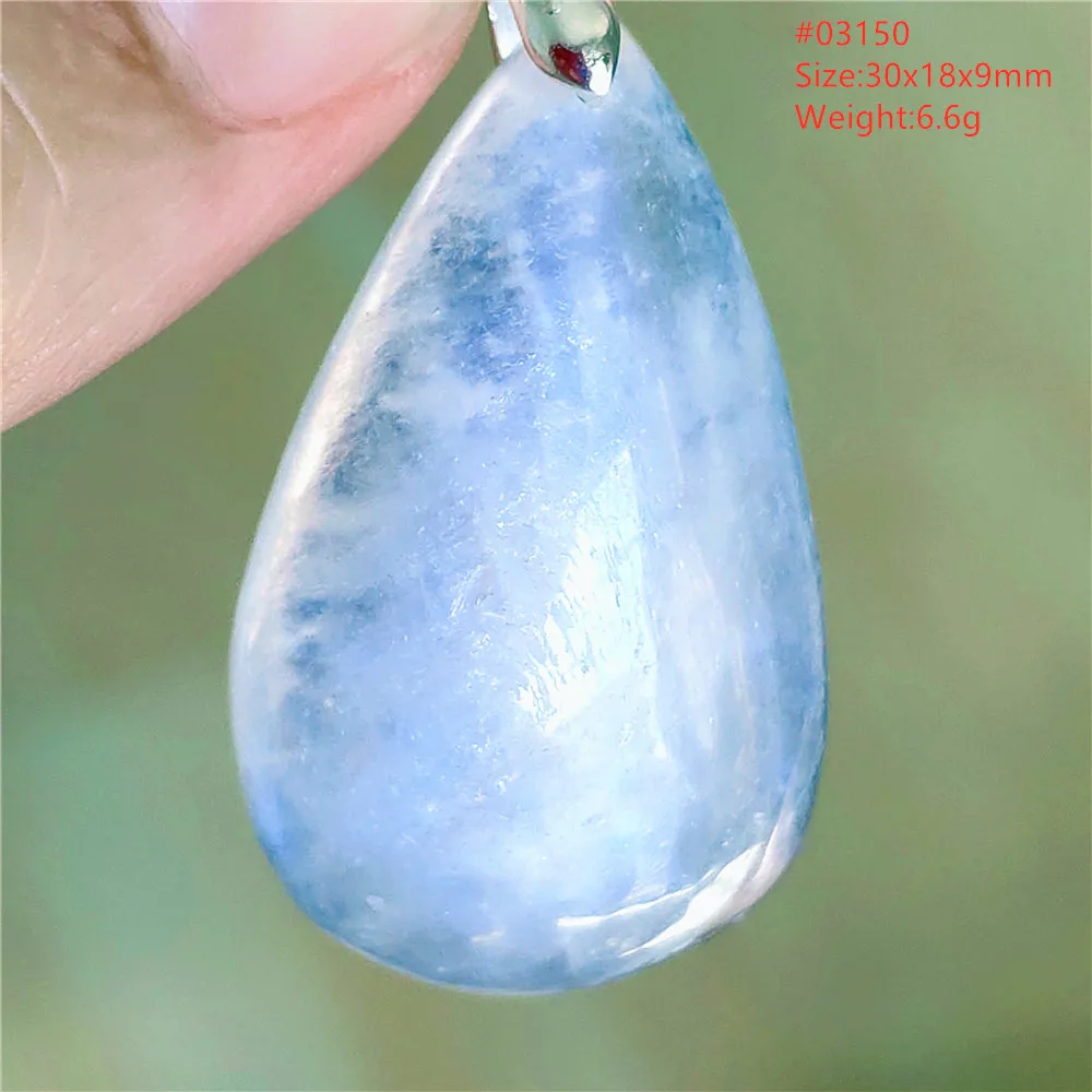 Natural Blue Light Moonstone Water Drop Pendant Necklace