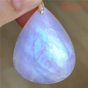 Natural Blue Light Moonstone Water Drop Pendant Necklace - Image 7