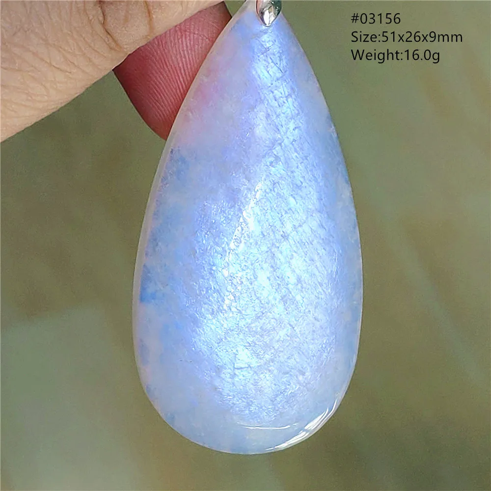Natural Blue Light Moonstone Water Drop Pendant Necklace