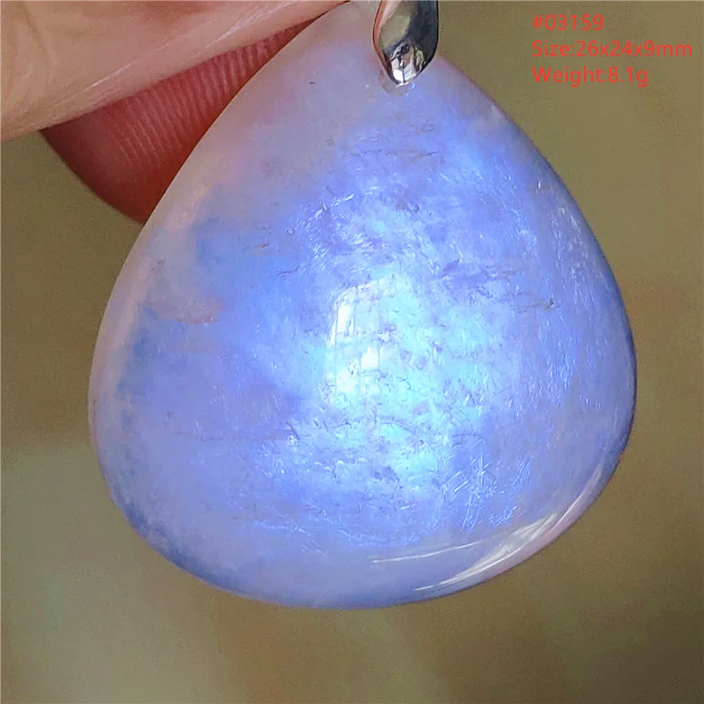 Natural Blue Light Moonstone Water Drop Pendant Necklace