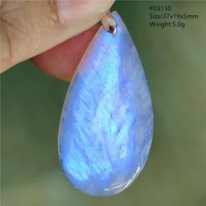 Natural Blue Light Moonstone Water Drop Pendant Necklace - Image 22