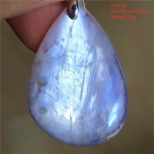 Natural Blue Light Moonstone Water Drop Pendant Necklace - Image 46