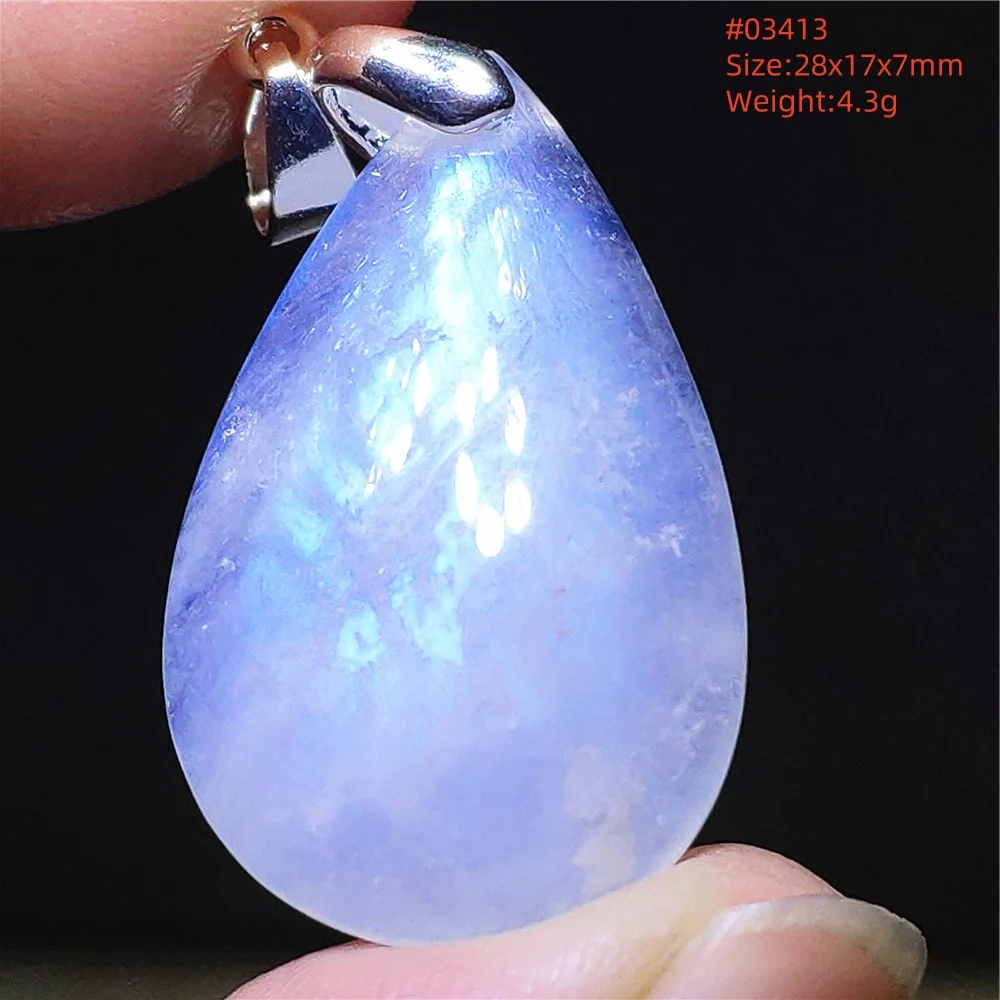 Natural Blue Light Moonstone Water Drop Pendant Necklace