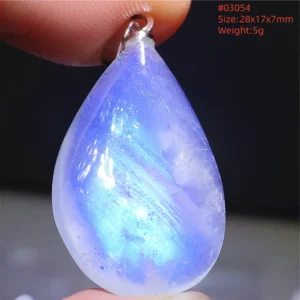 Natural Blue Light Moonstone Water Drop Pendant Necklace - Image 60