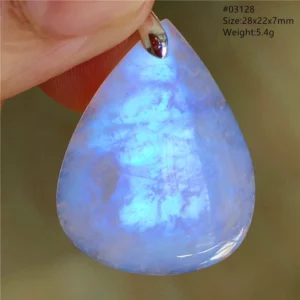 Natural Blue Light Moonstone Water Drop Pendant Necklace - Image 4