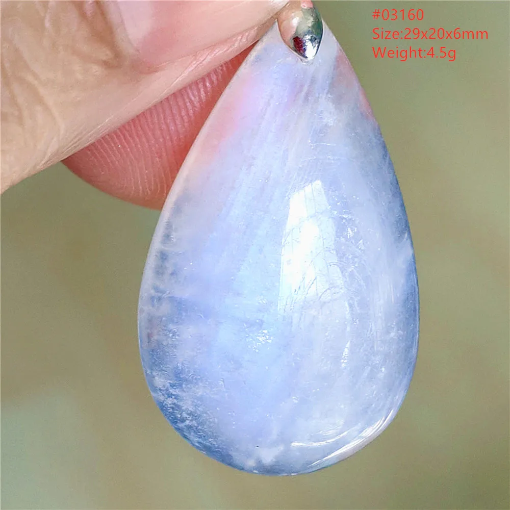 Natural Blue Light Moonstone Water Drop Pendant Necklace