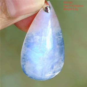 Natural Blue Light Moonstone Water Drop Pendant Necklace - Image 13