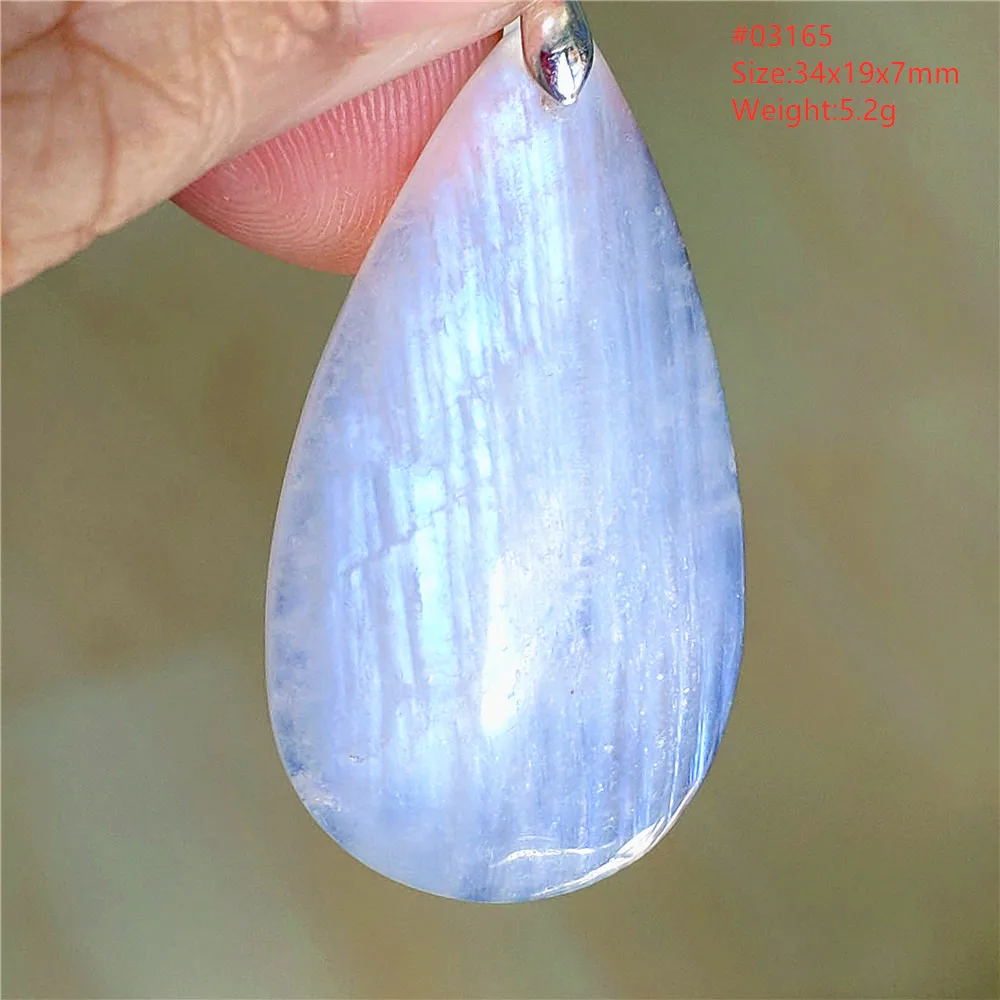Natural Blue Light Moonstone Water Drop Pendant Necklace