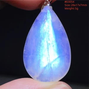 Natural Blue Light Moonstone Water Drop Pendant Necklace - Image 58