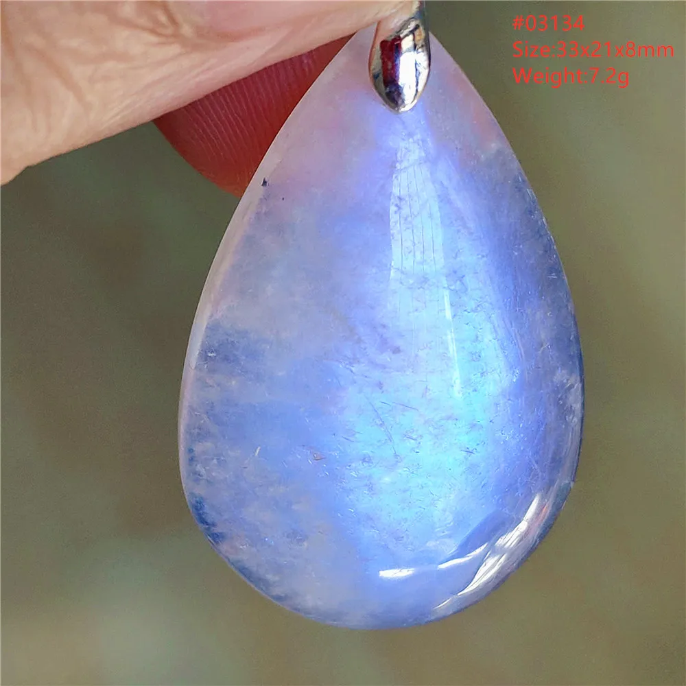 Natural Blue Light Moonstone Water Drop Pendant Necklace