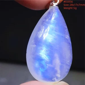 Natural Blue Light Moonstone Water Drop Pendant Necklace - Image 63