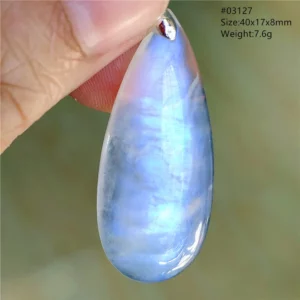 Natural Blue Light Moonstone Water Drop Pendant Necklace - Image 25