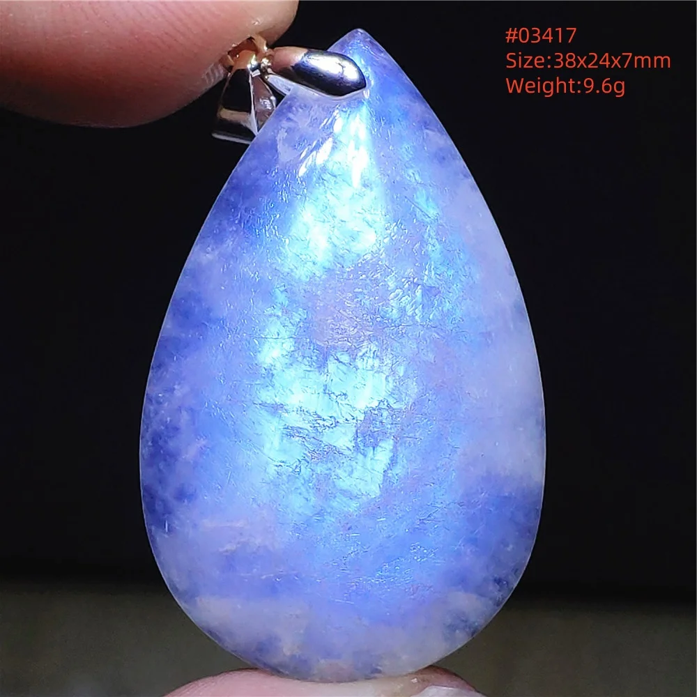Natural Blue Light Moonstone Water Drop Pendant Necklace