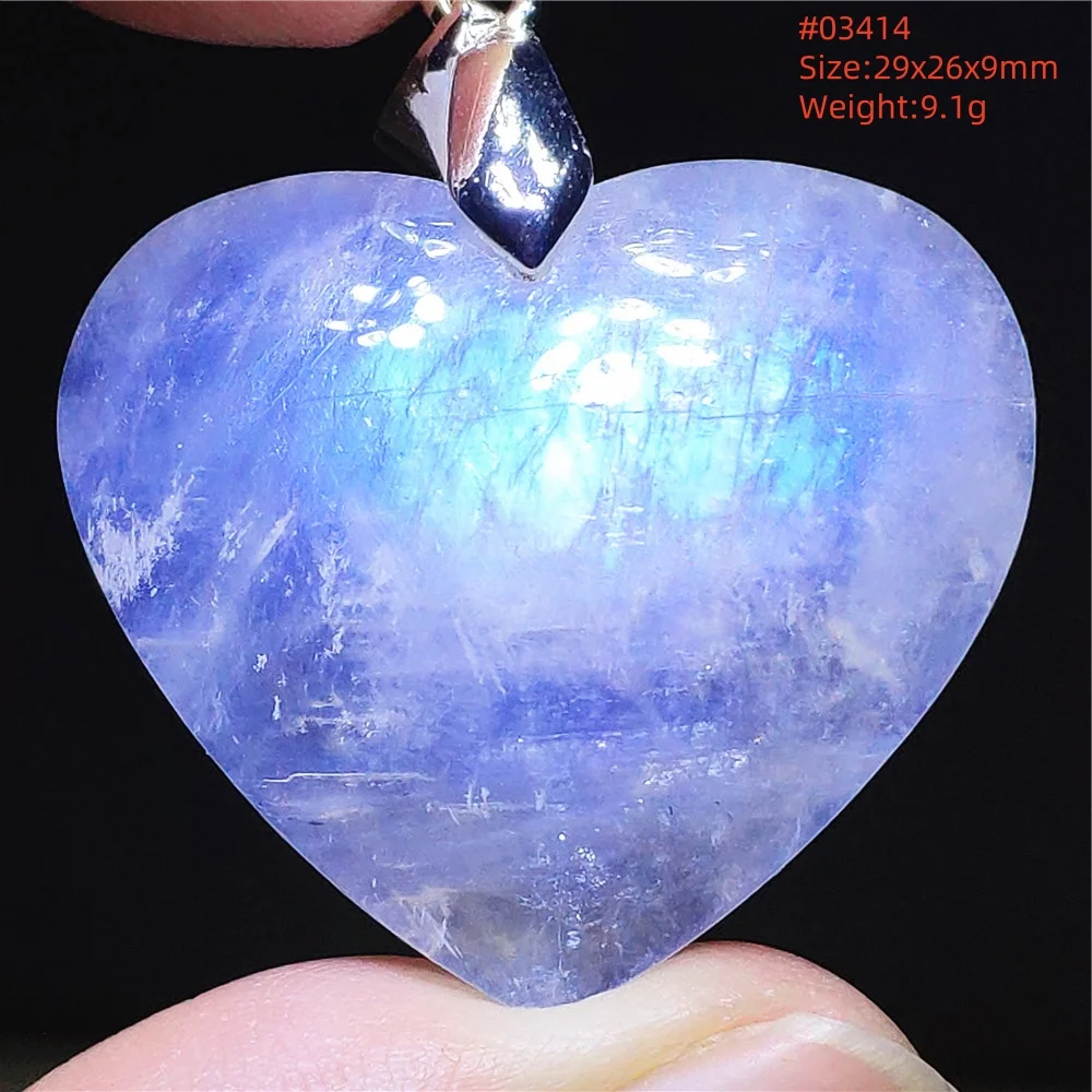Natural Blue Light Moonstone Water Drop Pendant Necklace